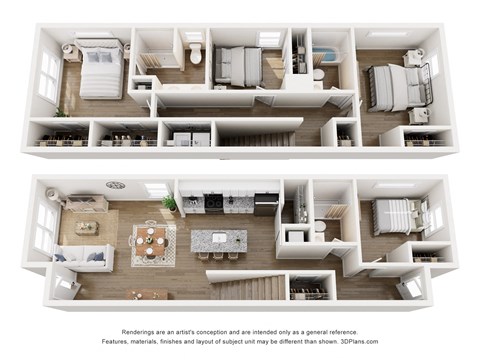 two dimensional floor plans of a 1 bedroom apartment